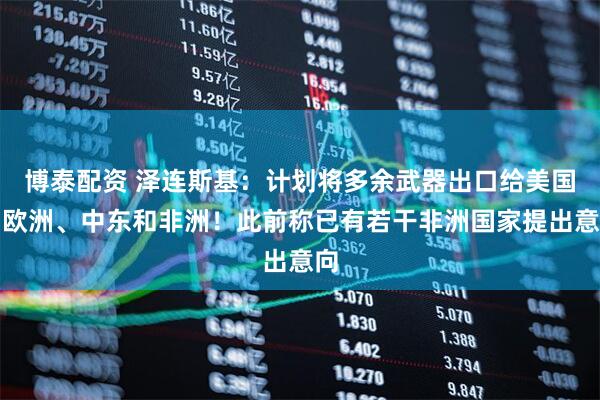 博泰配资 泽连斯基：计划将多余武器出口给美国、欧洲、中东和非洲！此前称已有若干非洲国家提出意向